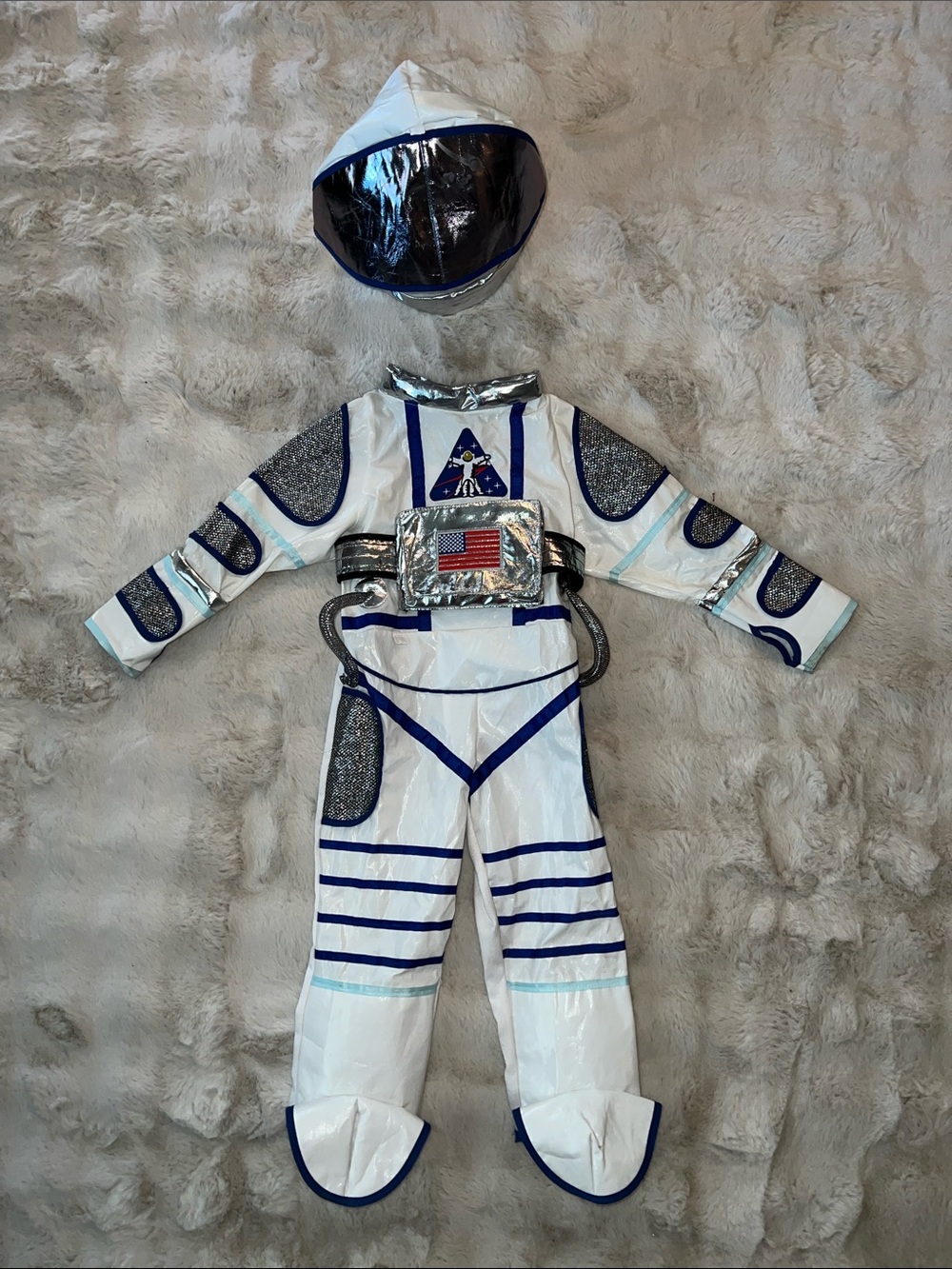 Astronaut Spaceflight Suit, Kids White and Silver Costume with Helmet - Picture 2 of 6